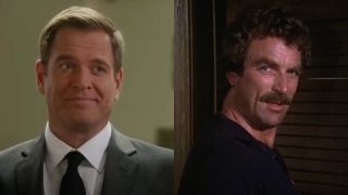 L to R: Michael Weatherly as Tony DiNozzo in NCIS. Tom Selleck as Thomas Magnum in Magnum P.I.