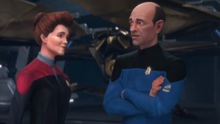 Holo Janeway and the EMH discussing his holo novels